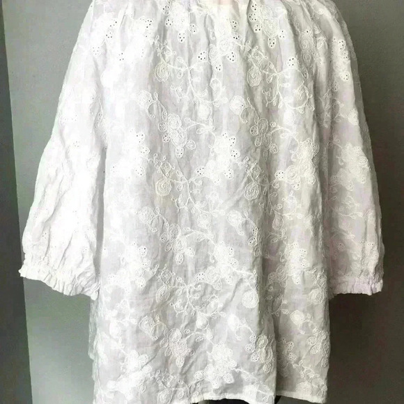 Ruby Rd White 3/4 Sleeve Embellished Fabric Peasant Top Women XL - Picture 6 of 11